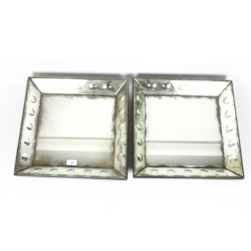 75 - A pair of Antique style Santiago square wall mirrors, with convex boss borders, 40cm x 40cm