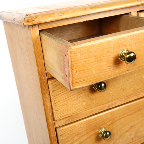 86 - A pine table-top chest of drawers, W47cm, H50cm, D22cm