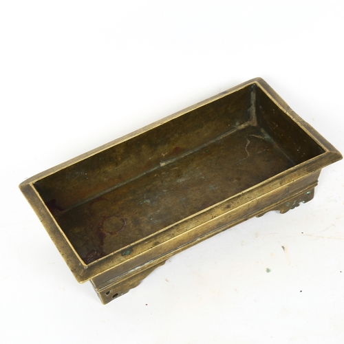 91 - A small Chinese rectangular bronze jardiniere, 22cm x 12cm