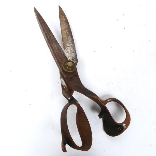 95 - A large pair of American steel tailor's textile shears, by R Heinisch of Newark, length 36cm