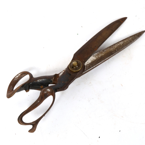 95 - A large pair of American steel tailor's textile shears, by R Heinisch of Newark, length 36cm