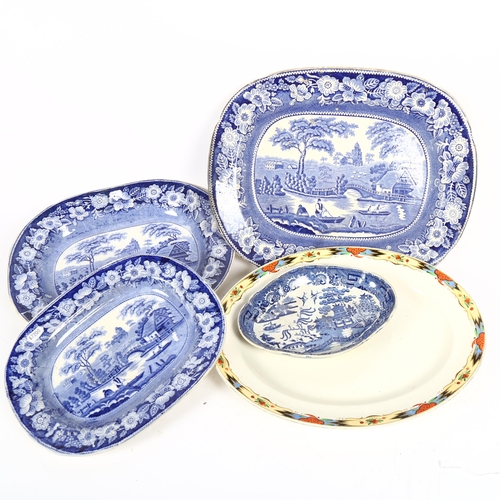 467 - A graduated set of 3 Victorian Wild Rose pattern serving plates, largest 39cm, and 2 others