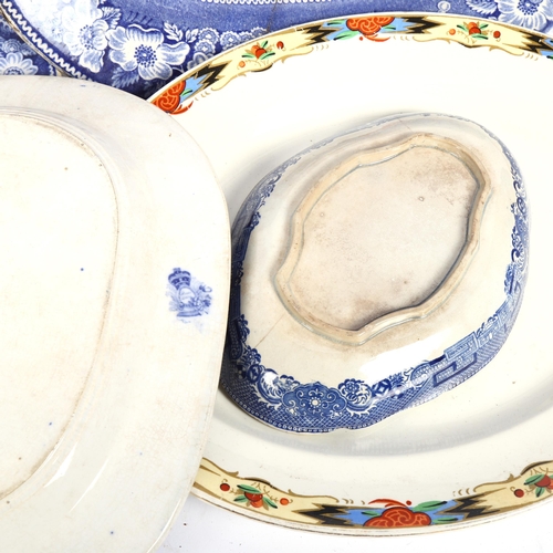 467 - A graduated set of 3 Victorian Wild Rose pattern serving plates, largest 39cm, and 2 others