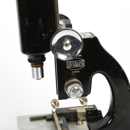 474 - Vintage student's microscope by Beck of London, 35cm