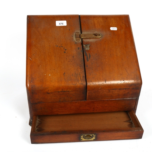 476 - A table-top stationery cabinet with drawer under, height 35cm