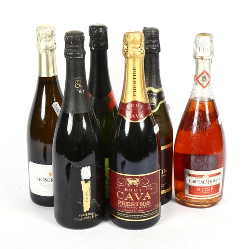 482 - 6 bottles of sparkling wine, including Cava and Pique Poul-Chardonnay