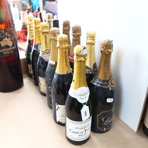 486 - 12 bottles of various Champagne and other sparkling wine, including Moet and Lanson