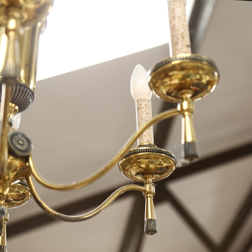 495 - A Vintage brass 6-branch chandelier, 48cm across