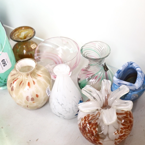 569 - Various Art glass vases, including Mtarfa, and Mdina, tallest 34cm