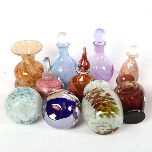 573 - Art glass scent flasks, including Mdina, and 4 vases