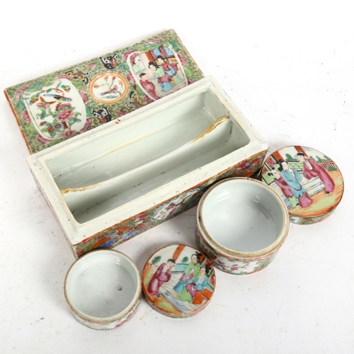 248 - 3 Chinese Canton famille rose porcelain boxes and covers, largest 20cm x 10cm (3)