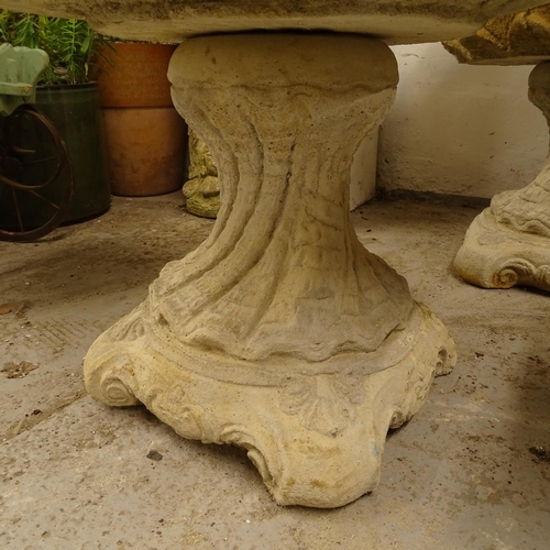 2681 - A shell design concrete bird bath on stand, W50cm, H42cm