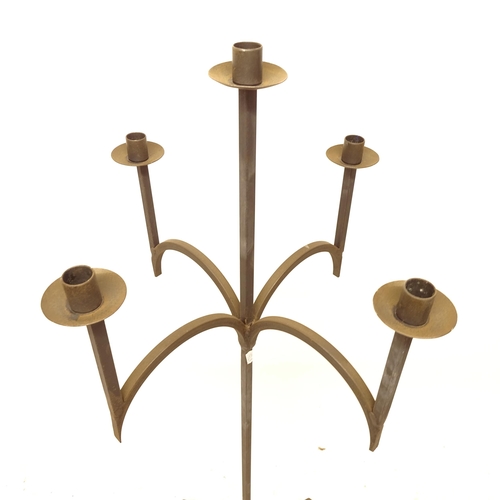 2700 - A wrought-iron floor-standing 4-arm candelabra, H132cm, W43cm