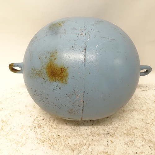 2706 - A blue painted metal buoy, W45cm, H75cm