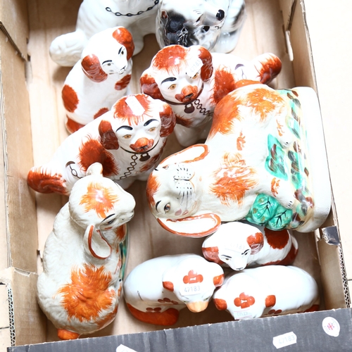 683 - Pairs of Staffordshire style mantel Spaniels etc