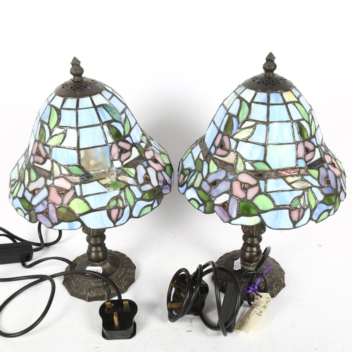 716 - A pair of Tiffany style leadlight table lamps, height 33cm