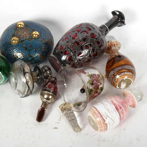 741 - Ruby glass scent flask and stopper, 22cm, Art glass scent bottles etc