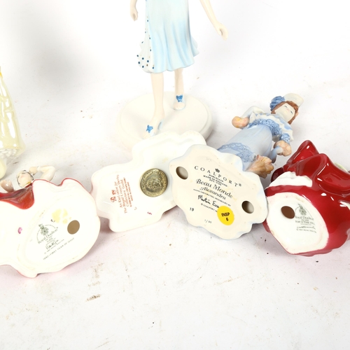 785 - A group of figures, including Royal Doulton and Coalport, and a Royal Crown Derby puppy