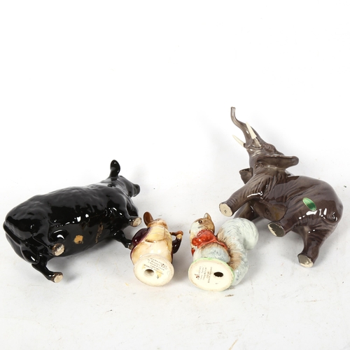 827 - 4 Beswick ceramic animal figures, including Beatrix Potter, elephant etc