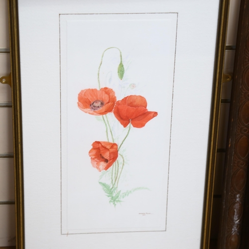 846 - Barbara Rowe, pair of watercolours, botanical studies, signed, 37cm x 15cm, framed