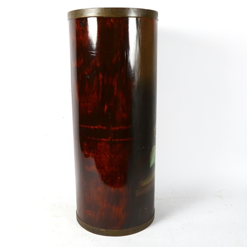 869 - A tall Oriental bentwood painted bin, height 58cm