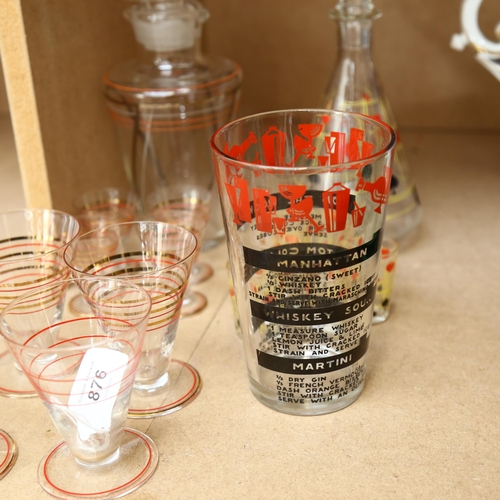 876 - 2 Art Deco liqueur sets, and a cocktail mixer