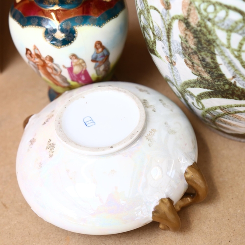 879 - Austrian porcelain jar and cover, and matching bowl, and a Glyn College signed vase