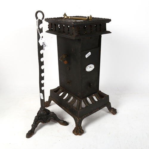 885 - An Antique French cast-iron clockwork rotisserie, height 39cm