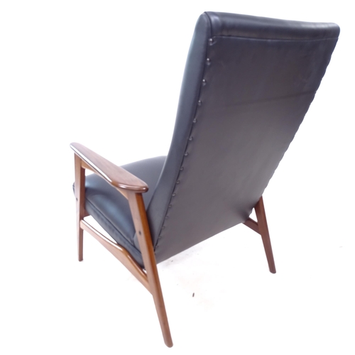 2323 - A mid-century Danish teak lounge chair, re-upholstered