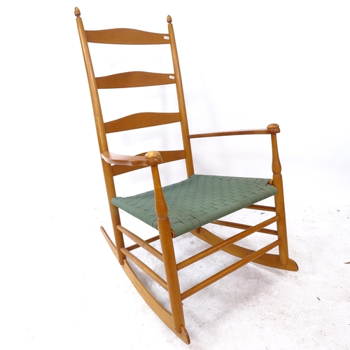 2329 - A teak Shaker workshop rocking chair