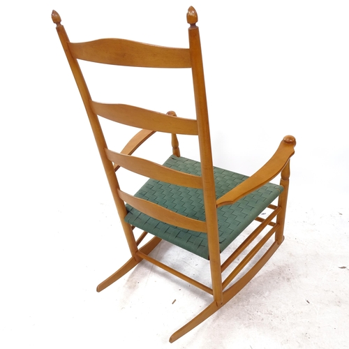 2329 - A teak Shaker workshop rocking chair