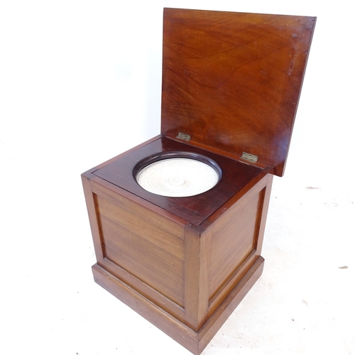 2408 - A 19th century mahogany commode with ceramic potty, W47cm, H46cm, D43cm