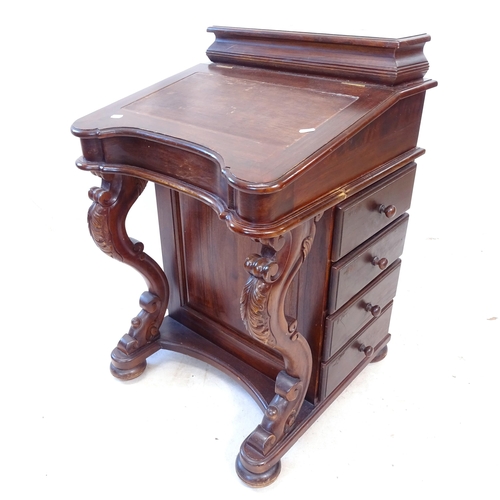 2410 - A reproduction mahogany Davenport, W54cm, H83cm, D58cm