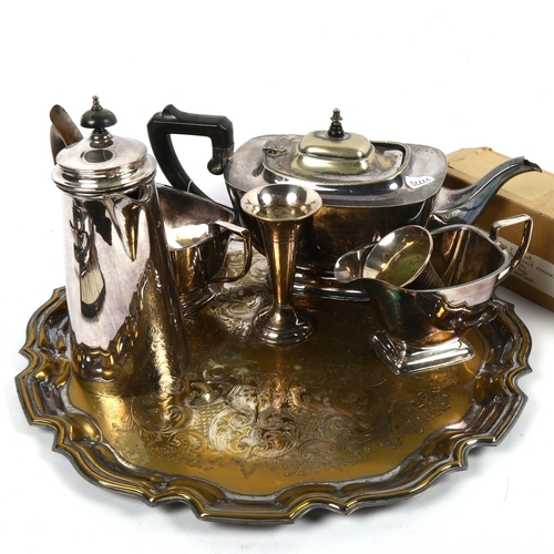 1248 - A silver plated tea set, salver, cutlery etc