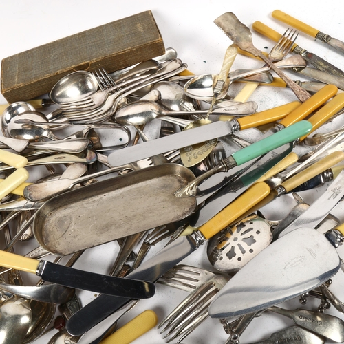 1249 - A large quantity of mixed plated flatware (boxful)