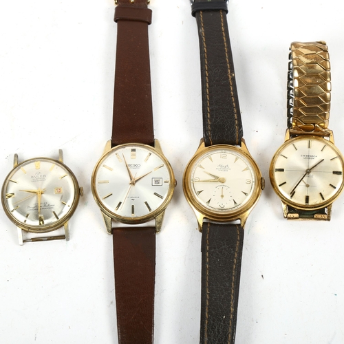 1265 - A JW Benson gold plated-cased wristwatch, a Seiko automatic wristwatch, a Buler automatic wristwatch... 