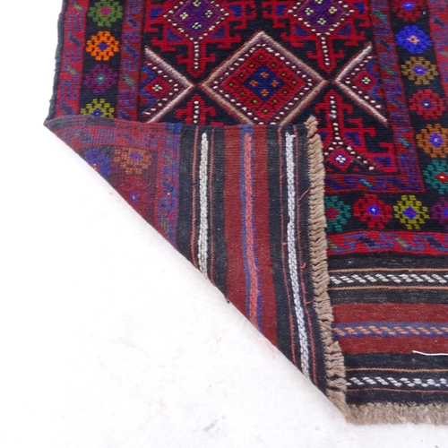 2318 - A red ground Meshwani runner, 238cm x 61cm