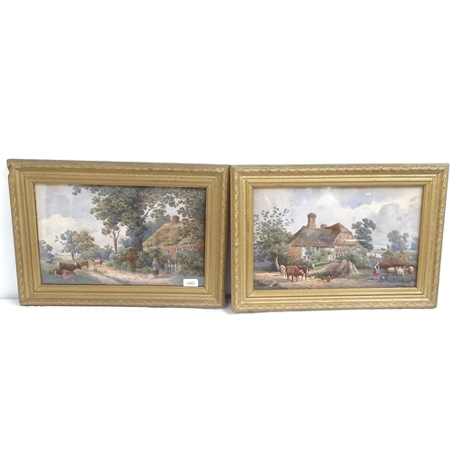 1802 - Albert Bowers, pair of watercolours, country farmyard scenes, signed, framed, overall 38cm x 54cm