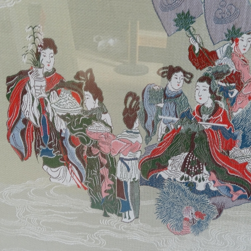 1809 - A Chinese silk work panel, framed, 63cm x 115cm