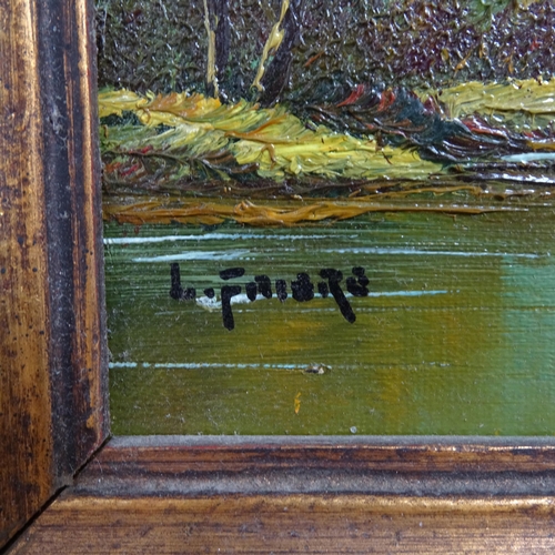 1844 - L Fribre, oil on board, river view, framed, and another (2)