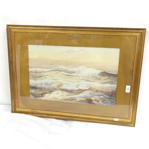 1863 - 19th century oil on canvas, country girl, and 2 other watercolours, all framed, largest overall 53cm... 