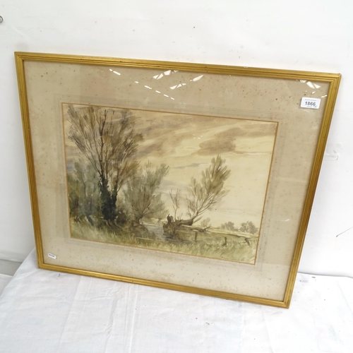 1866 - B Roberts, pair of watercolours, panoramic views, framed, 61cm x 75cm