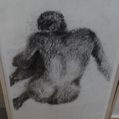 1914 - Martin Sayers, pair of charcoal drawings, figure studies, framed, 92cm x 68cm overall