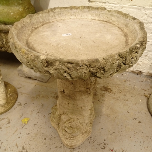 2717 - A weathered concrete garden bird bath, W35cm, H52cm