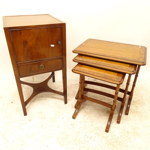 2726 - A crossbanded mahogany rectangular nest of 3 occasional tables, widest 56cm, and an Antique mahogany... 