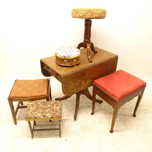 2727 - A 19th century mahogany Pembroke table, with single end drawer, L82cm, H72cm, D46cm, a Victorian tap... 