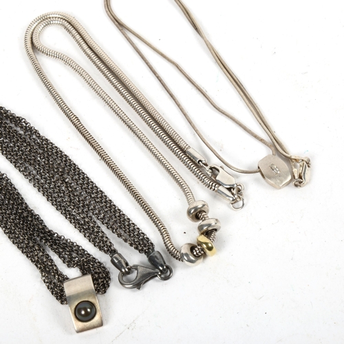 1307 - 3 various silver necklaces and pendants, 1 having an oxidised finish