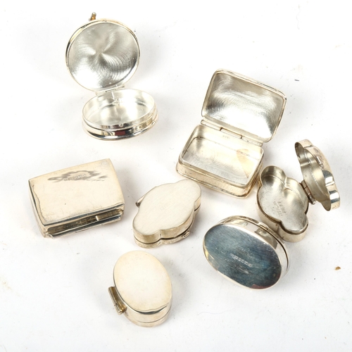 1332 - 7 various small modern silver pillboxes