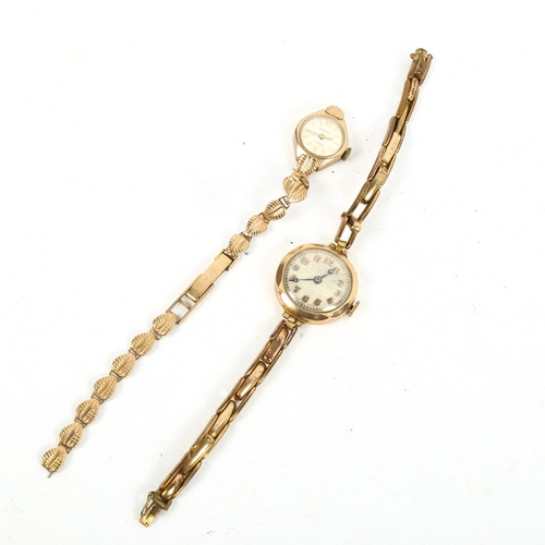 1382 - 2 x 9ct gold cased lady's wristwatches