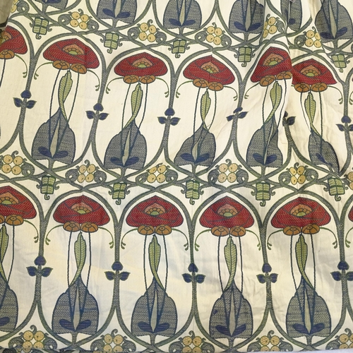 2416 - A pair of William Morris design silk-lined curtains, lined and inter-lined drop 360cm, width at base... 